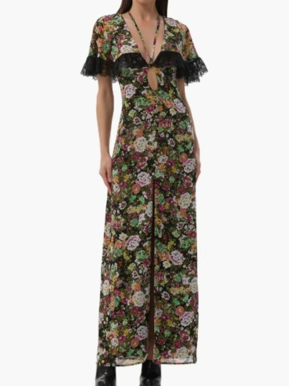 AFRM Jayson Floral Print Lace Maxi Dress